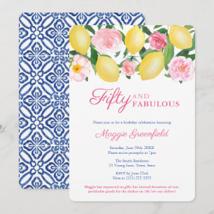 Positano Lemon 50 en Fabulous 50th Birthday Party Kaart