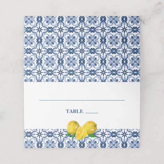Positano Lemons Blue and White Pattern Wedding (Buitenkant ongevouwen)