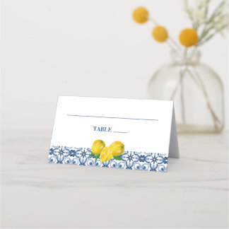 Positano Lemons Blue and White Pattern Wedding