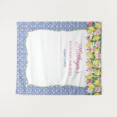 Positano Lemons Blue Tiles Photo Booth Backdrop Wandkleed (Voorkant (horizontaal))