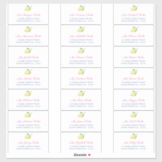 Positano Lemons Enveloppe Invitée Étiquette de adr (Feuille)