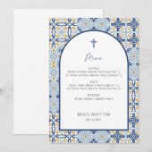 Positano Mediterranean Blue Tile Baptism-menukaart Kaart (Voorkant / Achterkant)
