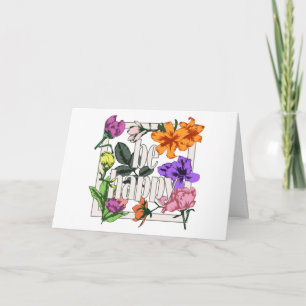 Positief citaat Wees blij en tuinbloemen Bedankkaart