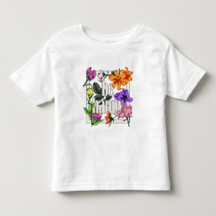 Positief citaat Wees blij en tuinbloemen Kinder Shirts