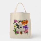 Positief citaat Wees blij en tuinbloemen Tote Bag (Achterkant)
