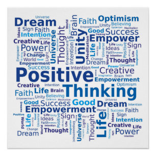 Positief Denken Word Cloud - Blauw Perfect Poster