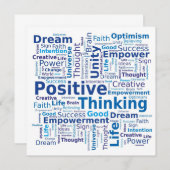 Positief denkend Word Cloud - blauw Kaart (Voorkant / Achterkant)