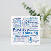 Positief denkend Word Cloud - blauw Kaart (Staand voorkant)