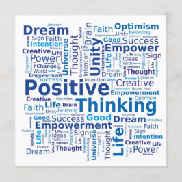 Positief denkend Word Cloud - blauw Kaart