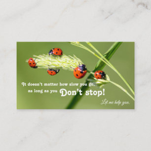 Positief motivatie citaat met kleine ladybugs visitekaartje