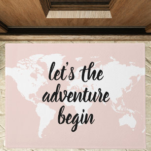 Positief roze laat het avontuur Wereldkaart beginn Deurmat