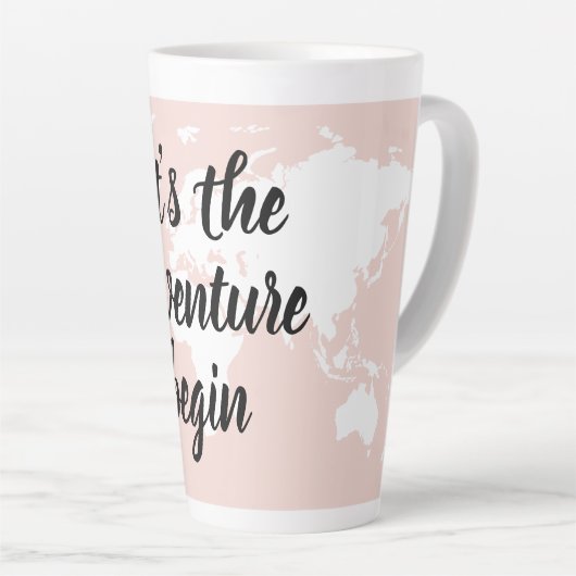 Positief roze laat het avontuur Wereldkaart beginn Latte Mok (Rechterhoek)