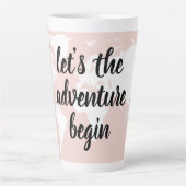 Positief roze laat het avontuur Wereldkaart beginn Latte Mok (Voorkant)