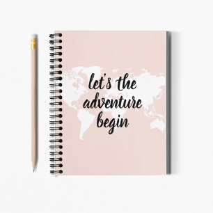 Positief roze laat het avontuur Wereldkaart beginn Notitieboek