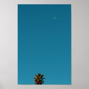 Positief tropisch boompalmmoonminimalisme bij vibe poster