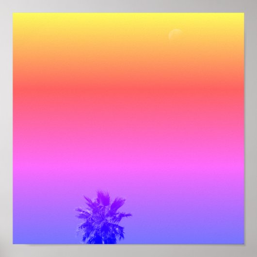 Positief tropisch boompalmmoonminimalisme bij vibe poster (Voorkant)