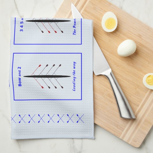 Posities van de bemanning en belang van het roeien theedoek (Quarter Fold)