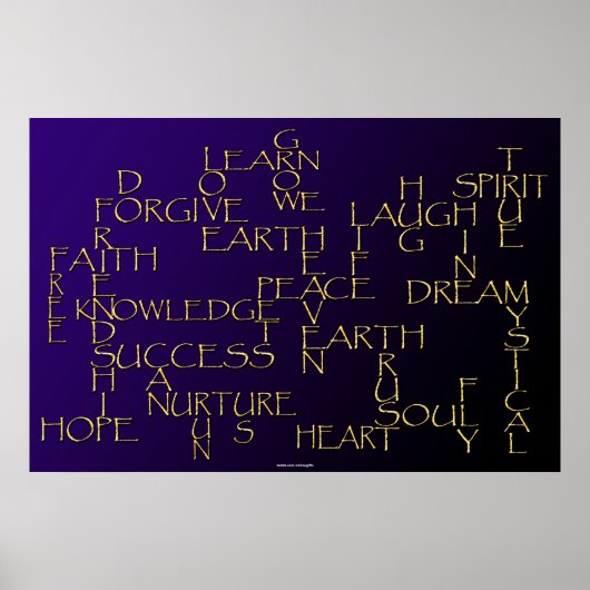 POSITIEVE AFFIRMATIE 3D Golden Text Poster (Voorkant)