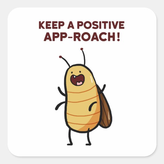 Positieve App-Roach Kakkerlak Bug Pun Sticker (Voorkant)