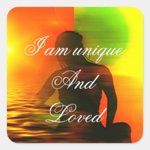 Positieve bevestigende motivatie over zelfrespect vierkante sticker