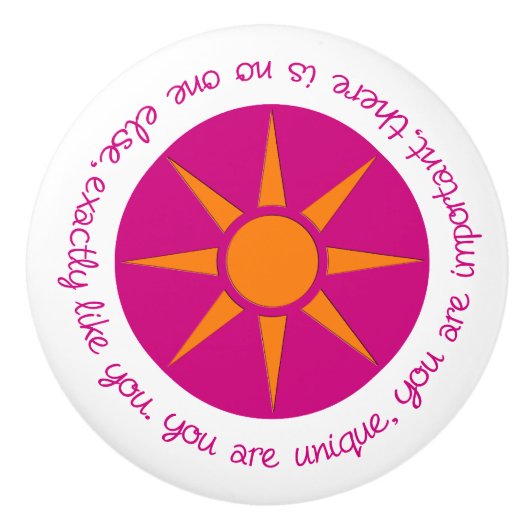 Positieve bevestiging Je bent uniek roze sinaasapp Keramische Knop (Voorkant)