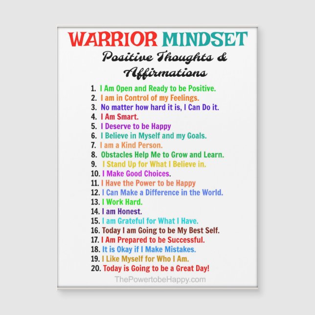 Positieve bevestiging Magnet - Warrior Mindset (Voorkant)