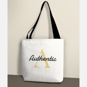 Positieve Bevestiging Monogram Gouden Letter A Draagtas