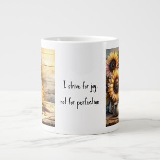 Positieve bevestiging Zonnebloemen Aquarel Kunst Extra Grote Beker