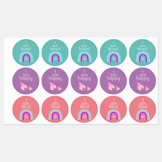 Positieve bevestigingsstickers  labels (Vel)