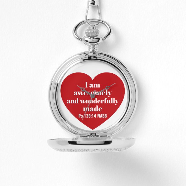 Positieve Bijbelvers Bevestiging Rode Hart Cute Horloge (Voorkant)
