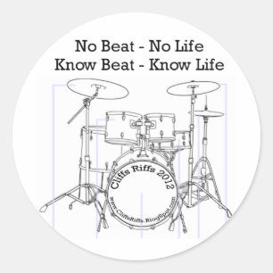 Positieve boodschap voor drummers, muzikanten, dan ronde sticker