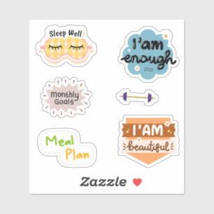 Positieve citaten Kleurrijke illustraties Scrapboo Sticker