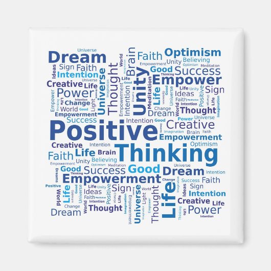 Positieve denkkende Word Cloud - blauw Magneet (Voorkant)