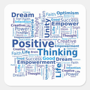 Positieve denkkende Word Cloud - blauw Vierkante Sticker