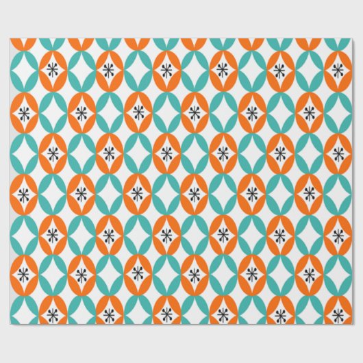 Positieve en negatieve ruimte - Oranje en Blauwgro Cadeaupapier (Vlak)