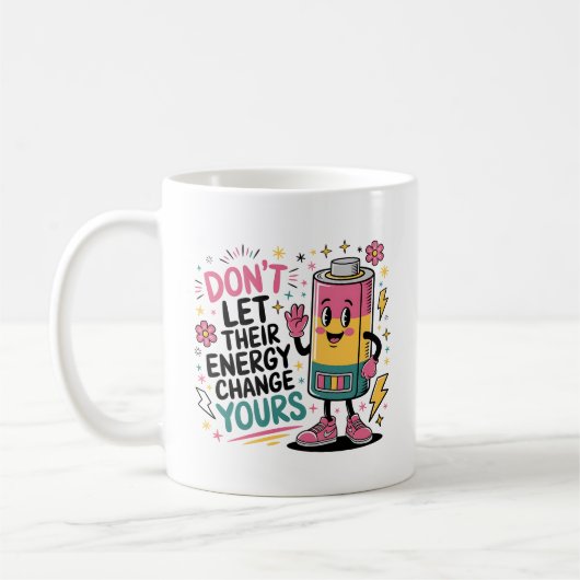 positieve energie-Mok | Retro Batterij Koffiekopje Koffiemok (Links)