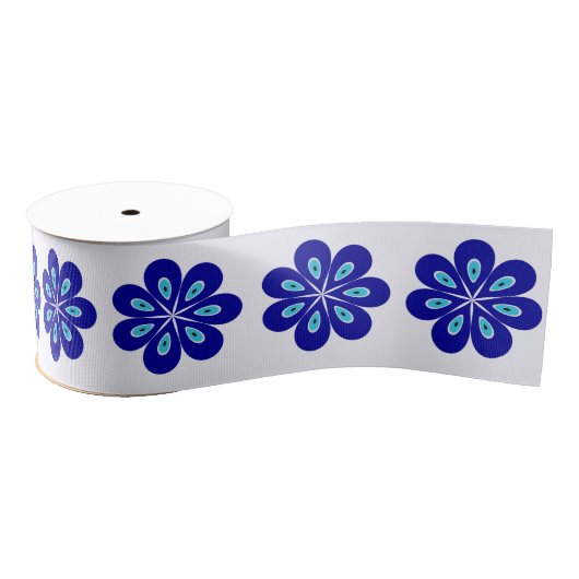 Positieve energie vibes met een blauw bloemenkwaad grosgrain lint (Spoel)