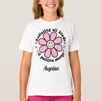 Positieve energiezuinige Happy Pink-ventilator T-shirt