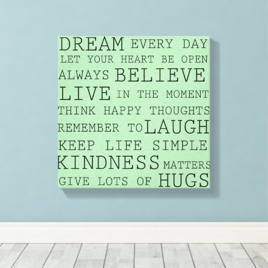 Positieve gedachten canvas afdruk (Insitu (Houten vloer))