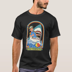Positieve haaienaanval Retro Comedy Fu T-shirt