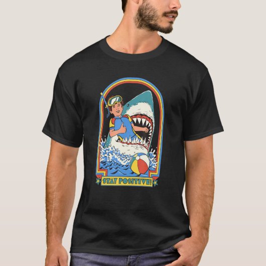 Positieve haaienaanval  Retro Comedy Fu T-shirt (Voorkant)