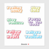 Positieve Levendige Schattigee Retro Typografie Cu Sticker (Vel)
