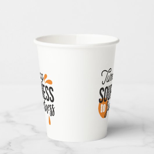 Positieve levensboodschap - Van zuur naar zoet Papieren Bekers (Links)