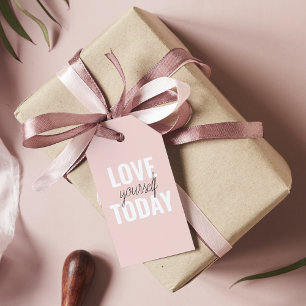 Positieve liefde vandaag uzelf - Pastel roze prijs Cadeaulabel