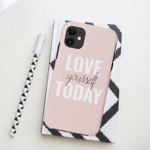 Positieve liefde vandaag uzelf - Pastel roze prijs iPhone 11 Hoesje