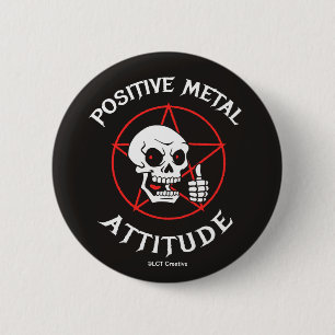 Positieve metaalhouding ronde button 5,7 cm
