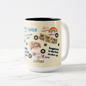 Positieve mindset tweekleurige koffiemok (Voorkant rechts)