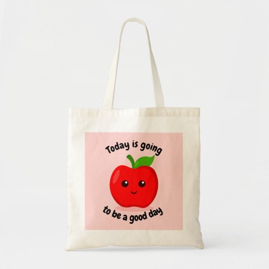 Positieve Motivatie Kawaii Apple Tote Bag (Voorkant)