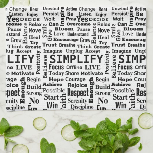 Positieve One Word Cloud op wit Theedoek (Gevouwen)