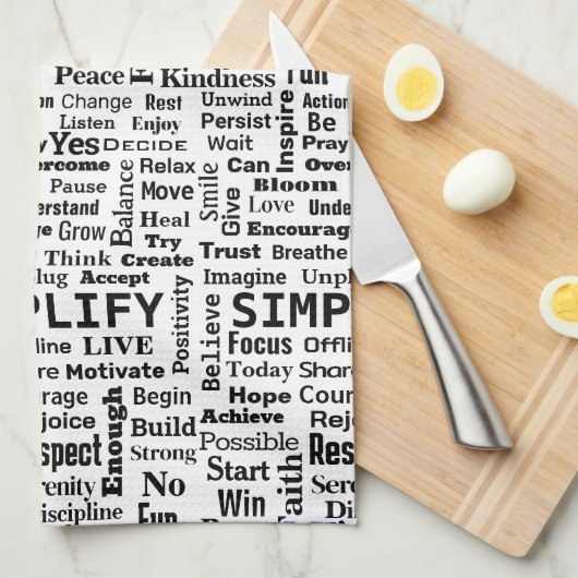 Positieve One Word Cloud op wit Theedoek (Quarter Fold)